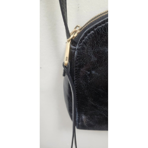 HOBO Black Leather Crossbody Bag Small Dome Shape Zip Top Adjustable Strap Vinta - Picture 7 of 13